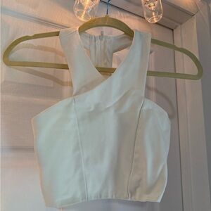 Express White Asymmetrical Fitted Tank Top